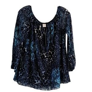 NWT Jennie & Marlis Blue Printed Blouse, M